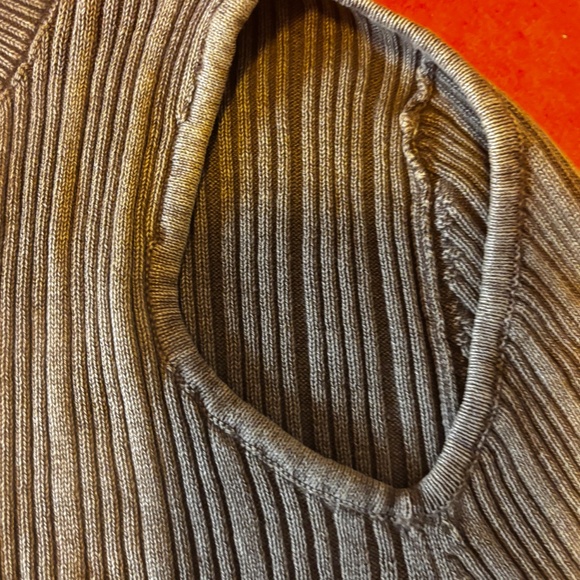 Zara light brown khaki laced cut out long sleeves ribbed cotton NWT - Picture 8 of 15